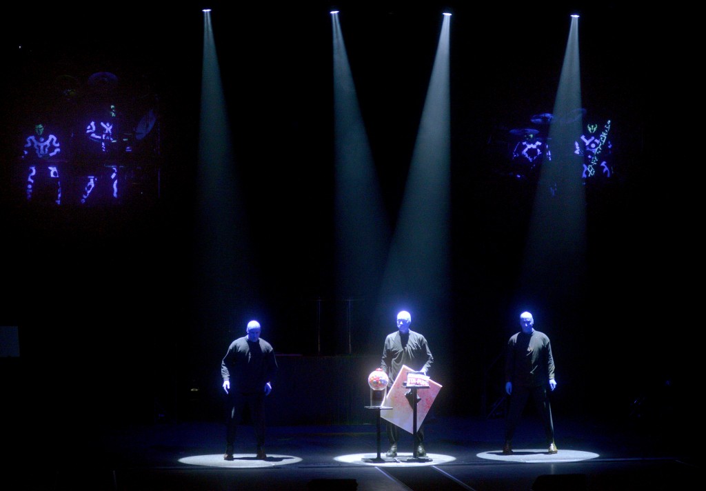 Warm Greeting for Blue Madness: Blue Man Group at DeVos Performance Hall on Tuesday. (Photo/Katy Batdorff)