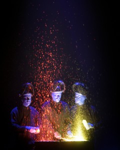 Drumming Up Fun: Blue Man Group on stage Tuesday. (Photo/Katy Batdorff)