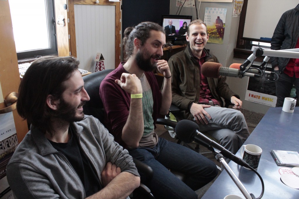 Taking Public Access on the Road: Ben Zito, Dan Rickabus and Steve Leaf chatting during Local Spins on WYCE. (Photo/Anna Sink)